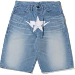BAPE TWIN STA DENIM SHORTS-BLUE