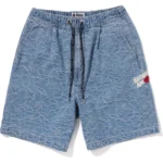 BAPE LINE CAMO DENIM SHORTS-BLUE