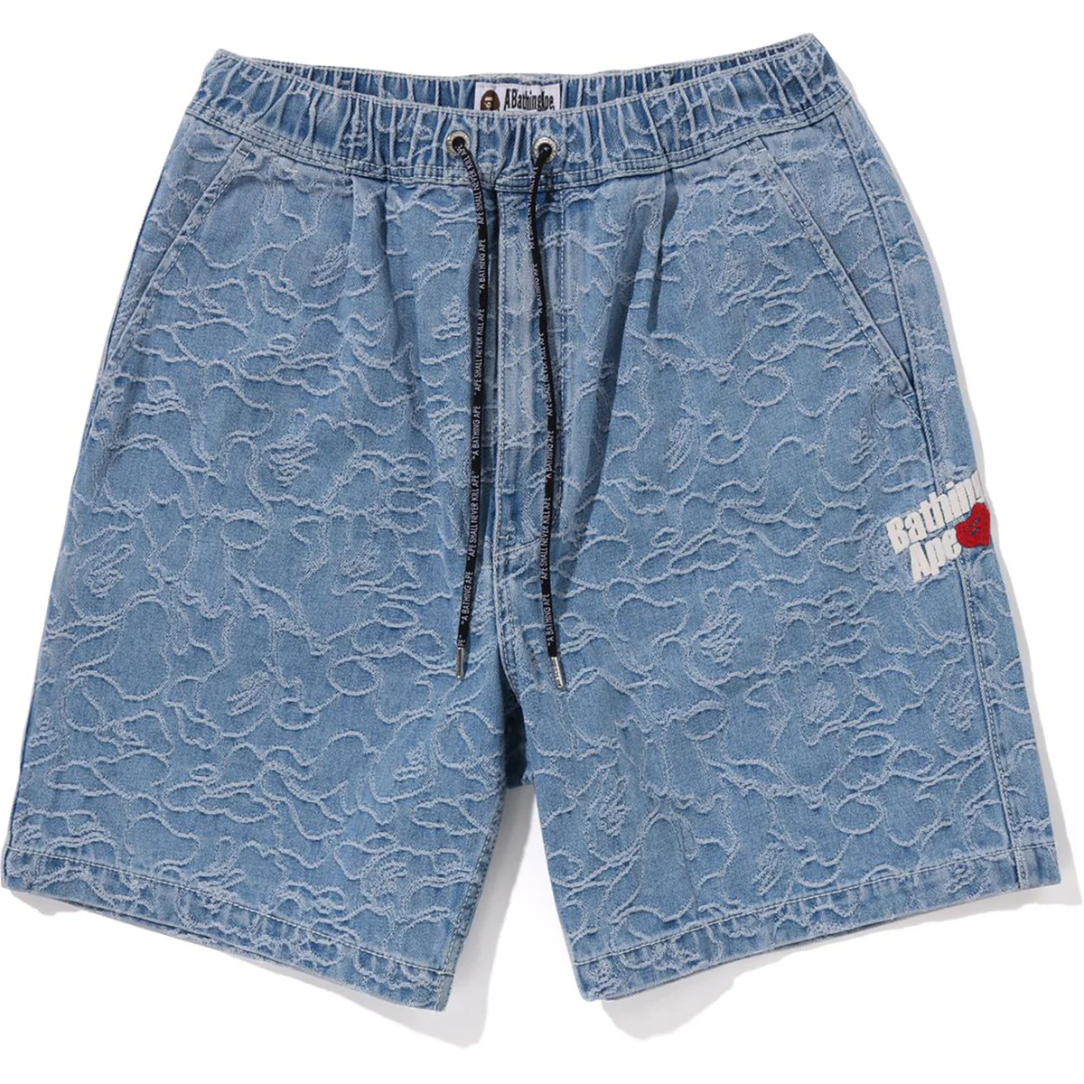 BAPE LINE CAMO DENIM SHORTS-BLUE