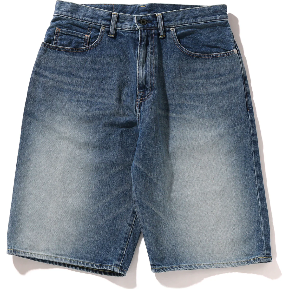 BAPE COLLEGE DENIM SHORTS-BLUE