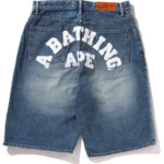BAPE COLLEGE DENIM SHORTS-BLUE