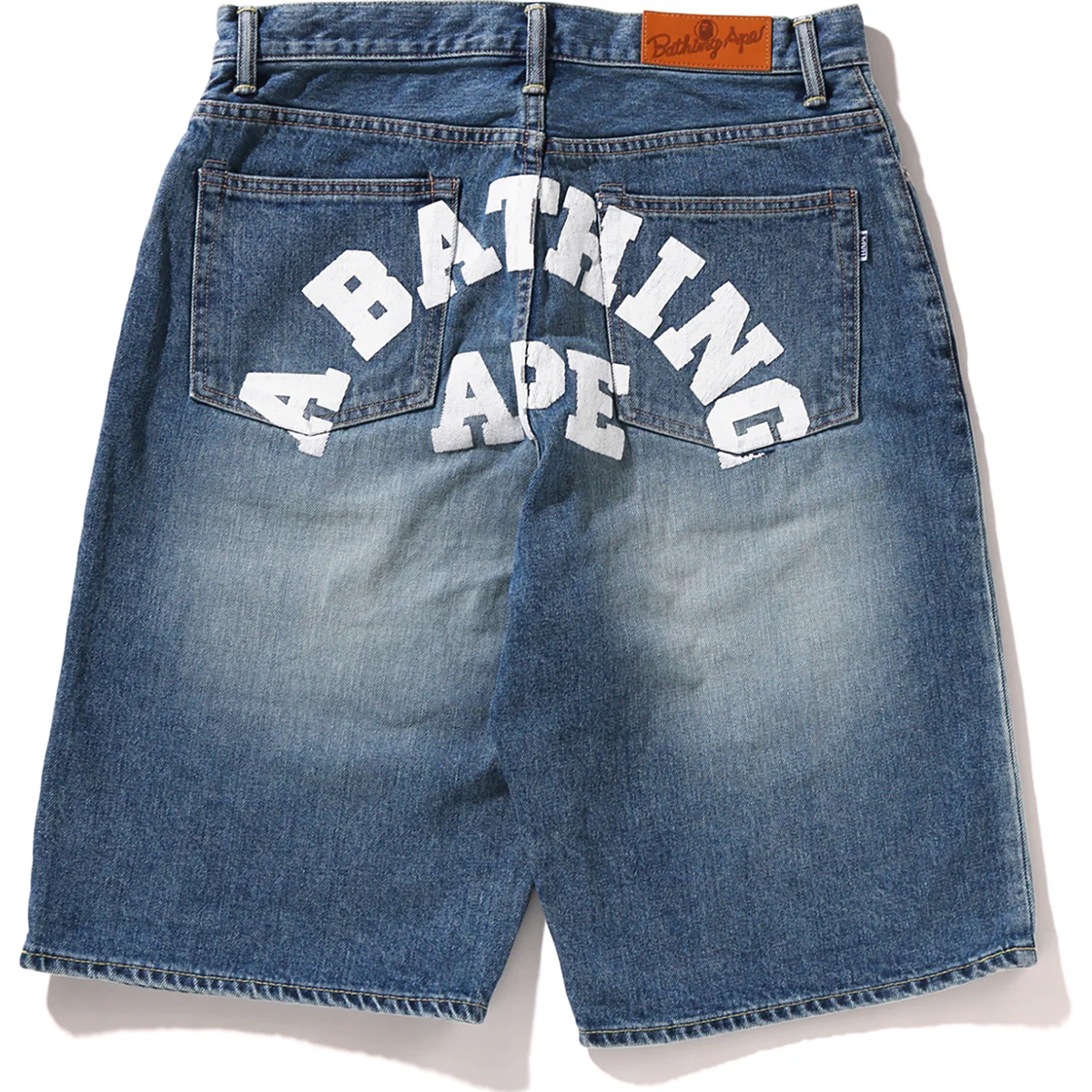 BAPE COLLEGE DENIM SHORTS-BLUE