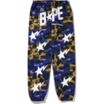 BAPE X HERON PRESTON MIX 1ST CAMO SWEAT PANTS-PURPLE