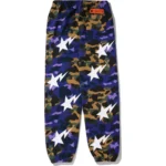 BAPE X HERON PRESTON MIX 1ST CAMO SWEAT PANTS-PURPLE