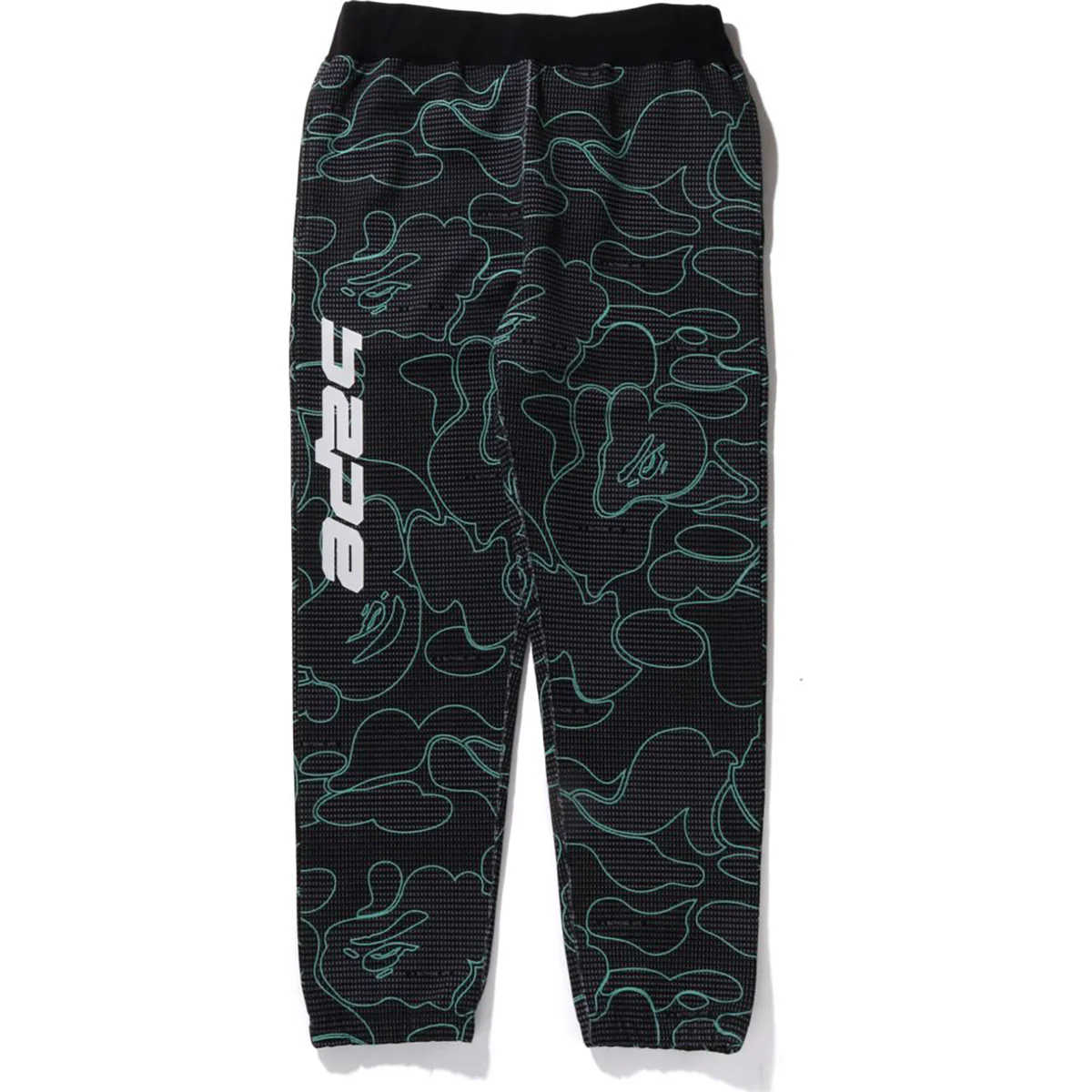 BAPE TEXT CODE CAMO SWEAT PANTS-BLACK