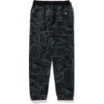BAPE TEXT CODE CAMO SWEAT PANTS-BLACK