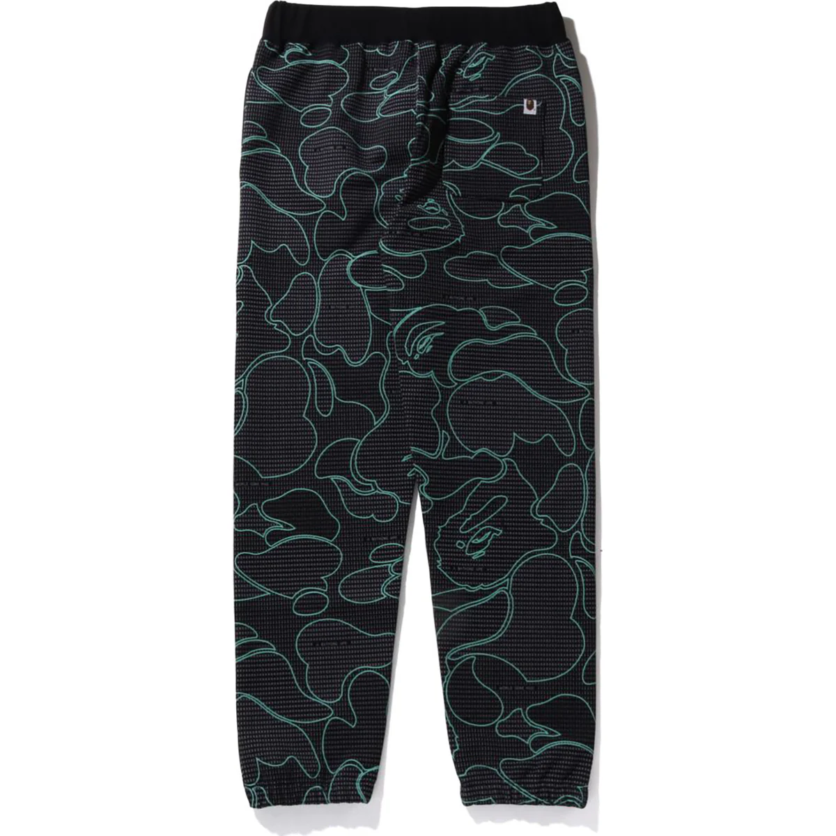 BAPE TEXT CODE CAMO SWEAT PANTS-BLACK