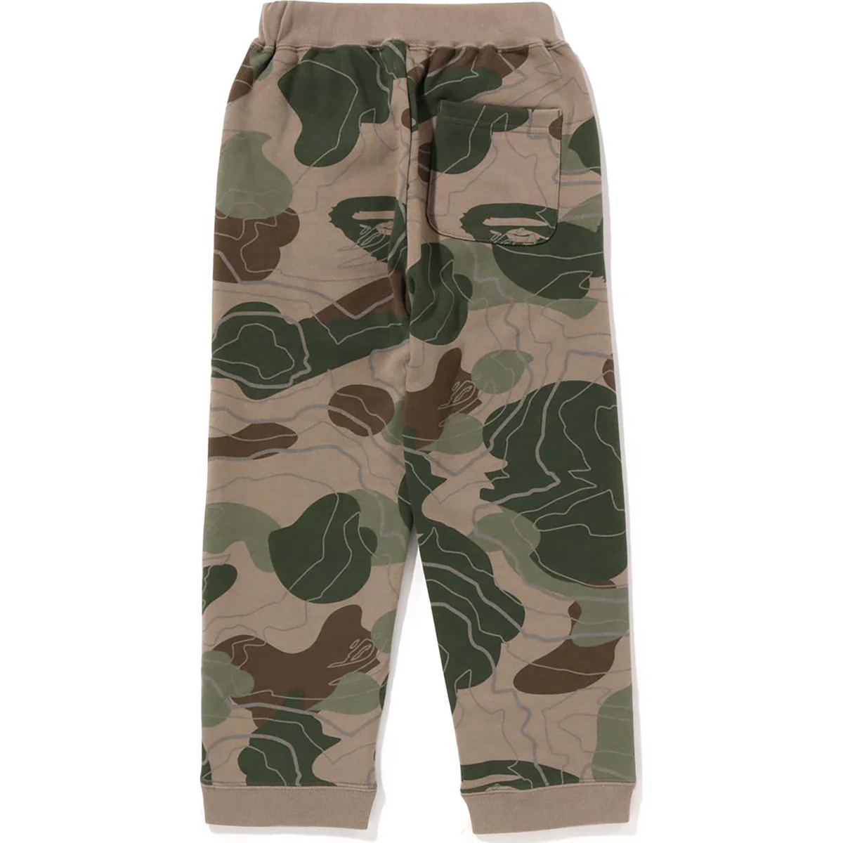 BAPE LAYERED CAMO SHARK SWEAT PANTS KIDS-BEIGE