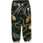 BAPE JEWELS SHARK SWEAT PANTS -GREEN