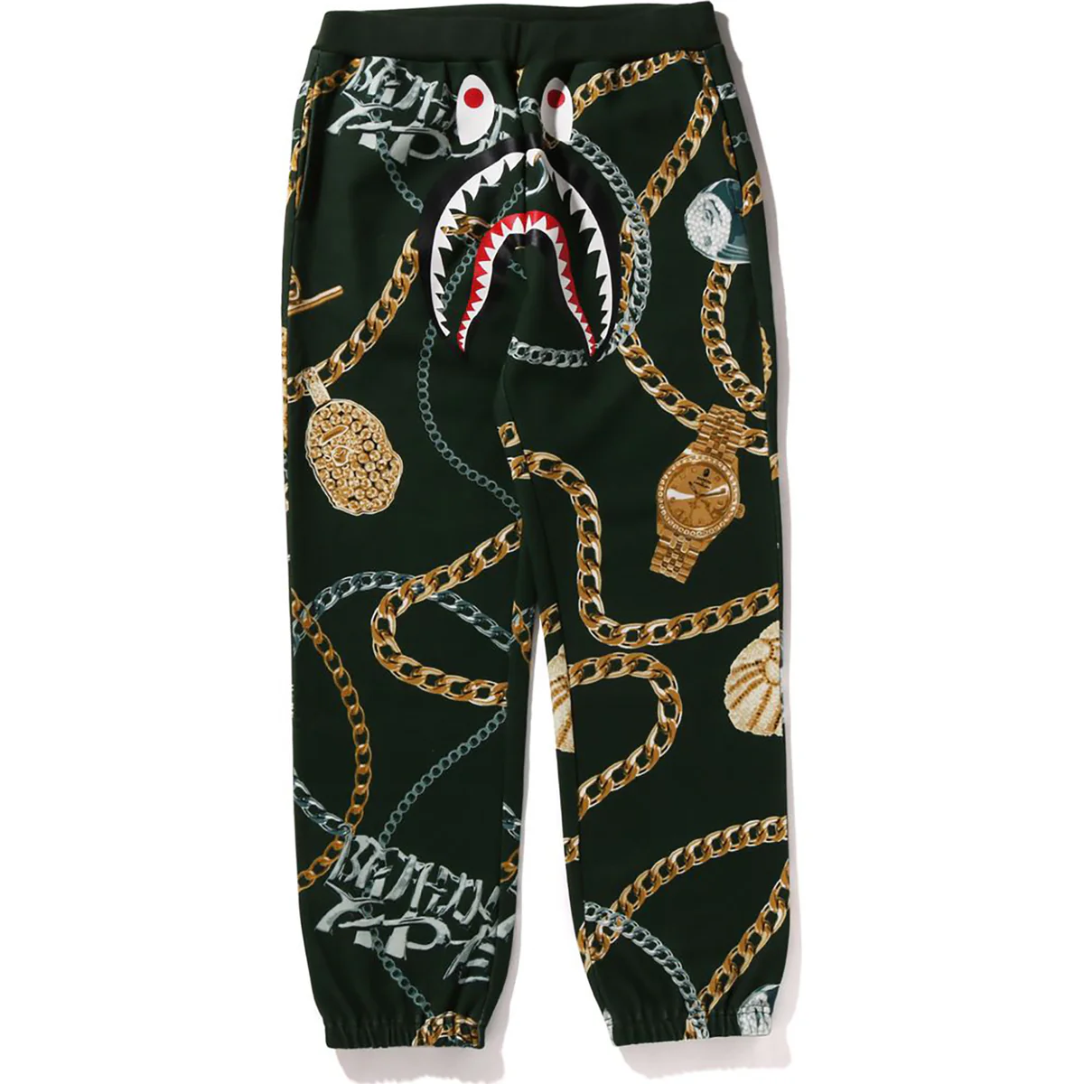 BAPE JEWELS SHARK SWEAT PANTS -GREEN