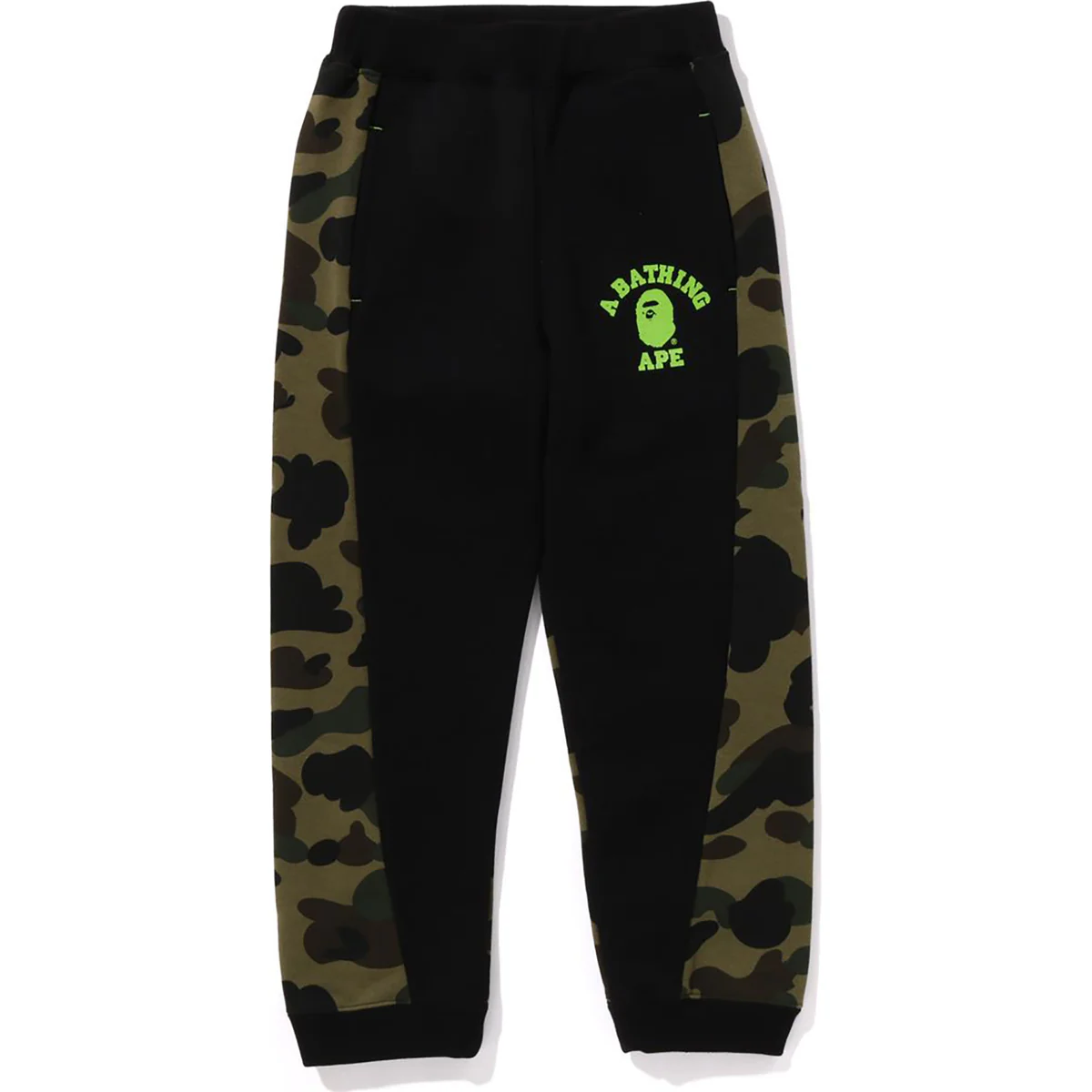 BAPE 1ST CAMO PANEL SWEAT PANTS-ARMY GREEN