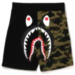 BAPE 1ST CAMO BACK SHARK SWEAT SHORTS-ARMY GREEN