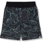 BAPE TEXT CODE CAMO SWEAT SHORTS-BLACK