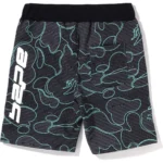BAPE TEXT CODE CAMO SWEAT SHORTS-BLACK
