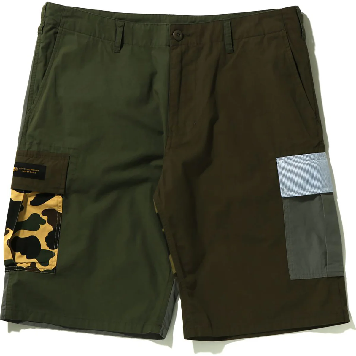 BAPE CRAZY PATTERN 6 POCKET SHORTS-ARMY GREEN