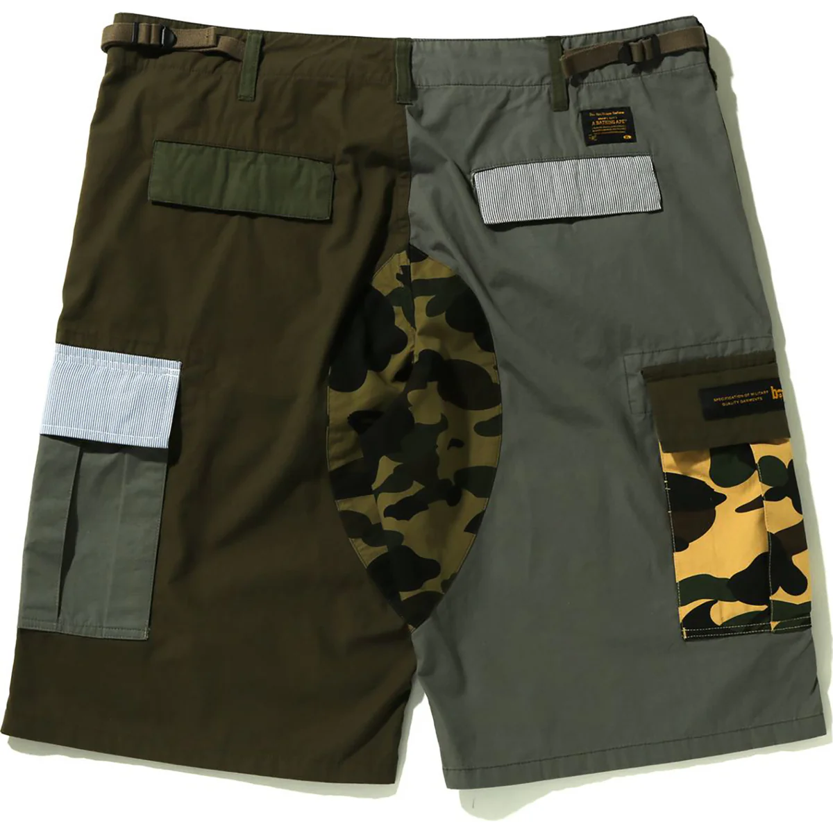 BAPE CRAZY PATTERN 6 POCKET SHORTS-ARMY GREEN