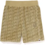 BAPE LOGO MONOGRAM VELOUR SHORTS-BEIGE