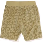 BAPE LOGO MONOGRAM VELOUR SHORTS-BEIGE