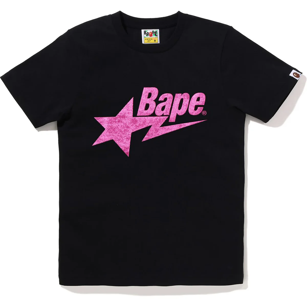 BAPE VELOUR BAPE STA LOGO TEE-Black