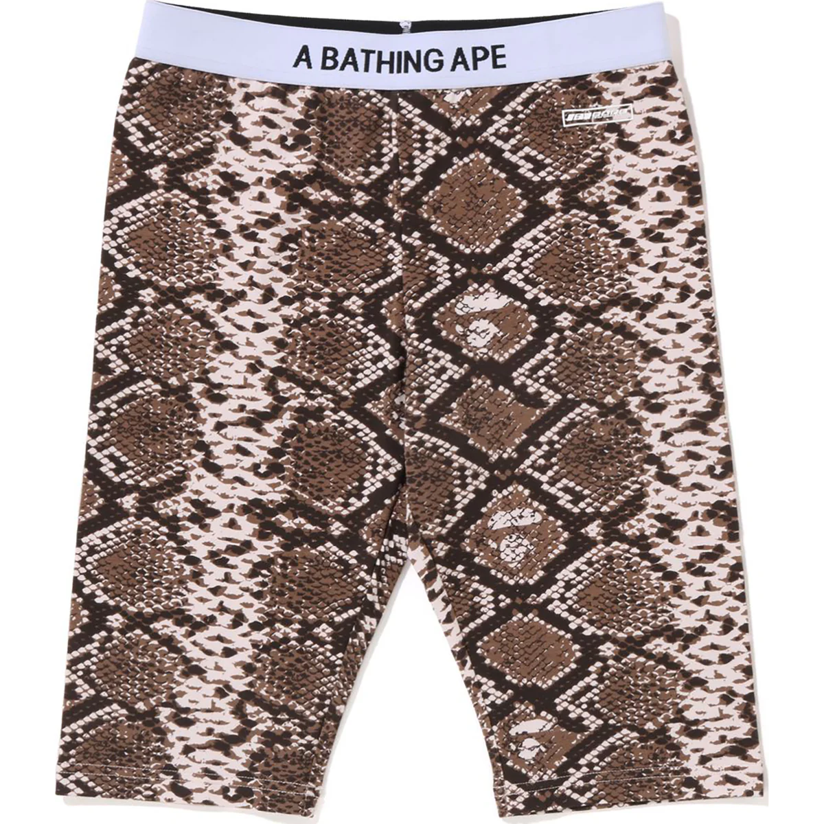 BAPE SNAKE PATTERN BIKER SHORTS-BROWN