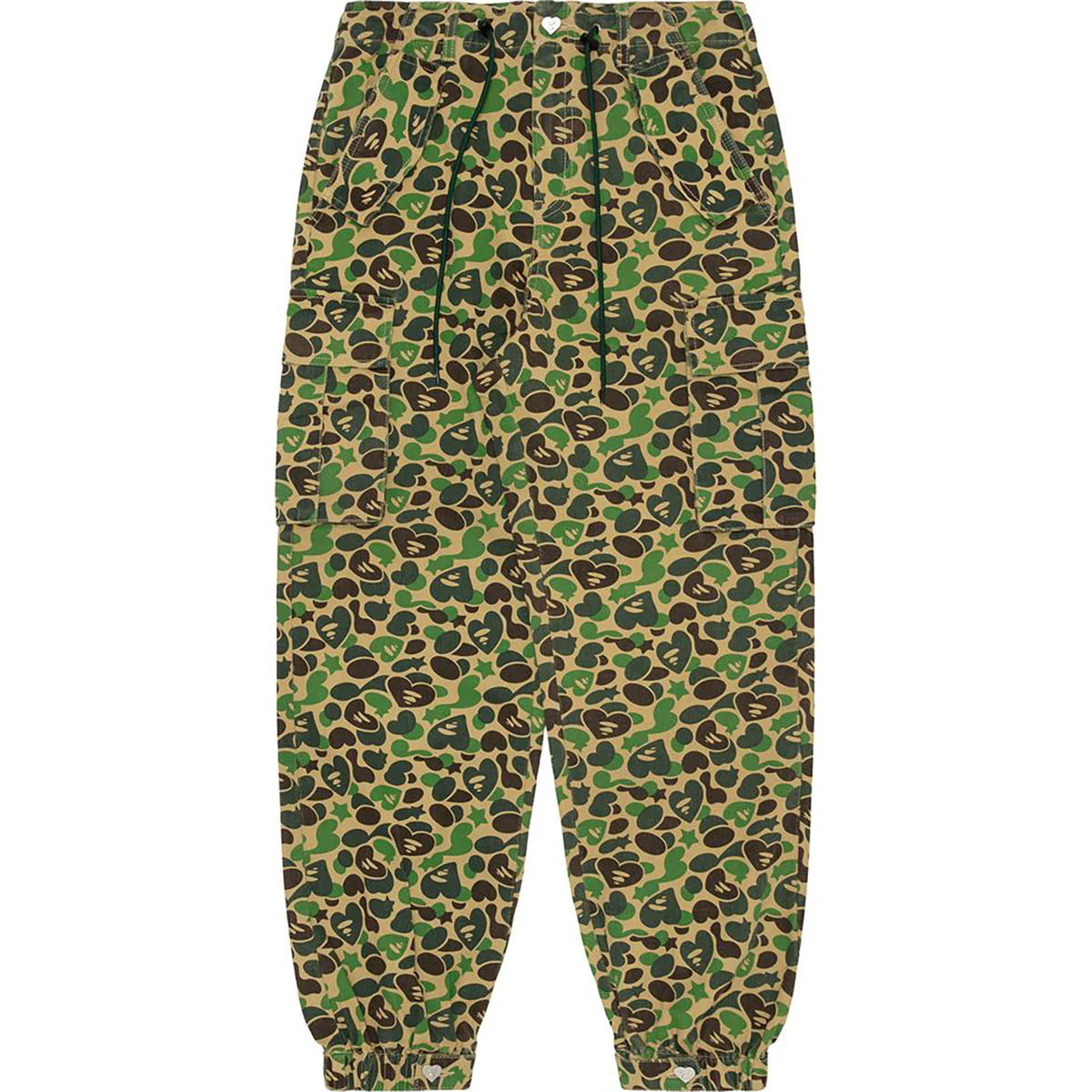 BAPE APEE WIDE LEG PATTERN CAGO PANTS-GREEN