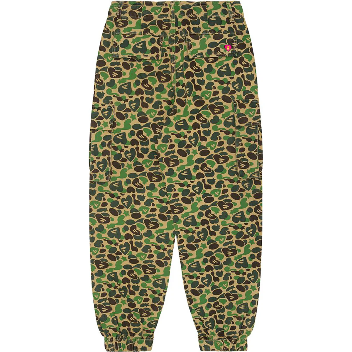 BAPE APEE WIDE LEG PATTERN CAGO PANTS-GREEN