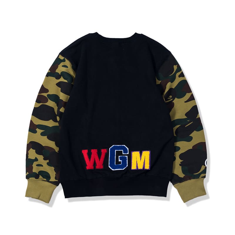 BAPE Stitching Sleeves Shark Teeth Print Pullover Sweater