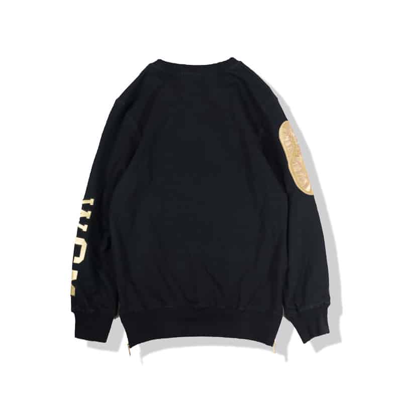 BAPE Gold Shark Zipper Print Pullover Sweater-Black