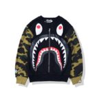 BAPE Stitching Sleeves Shark Teeth Print Pullover Sweater
