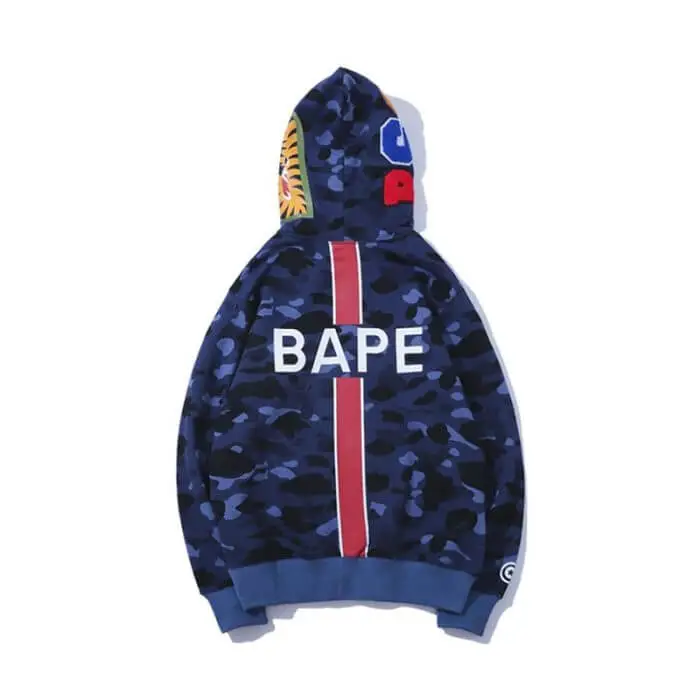 BAPE Blue Full Camo Shark Full Zip up Hoodie