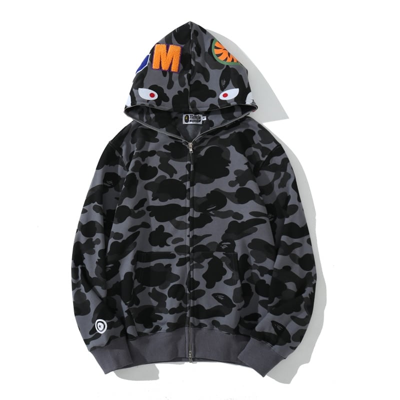 BAPE Camo Zipper Hoodie-Dark Gray