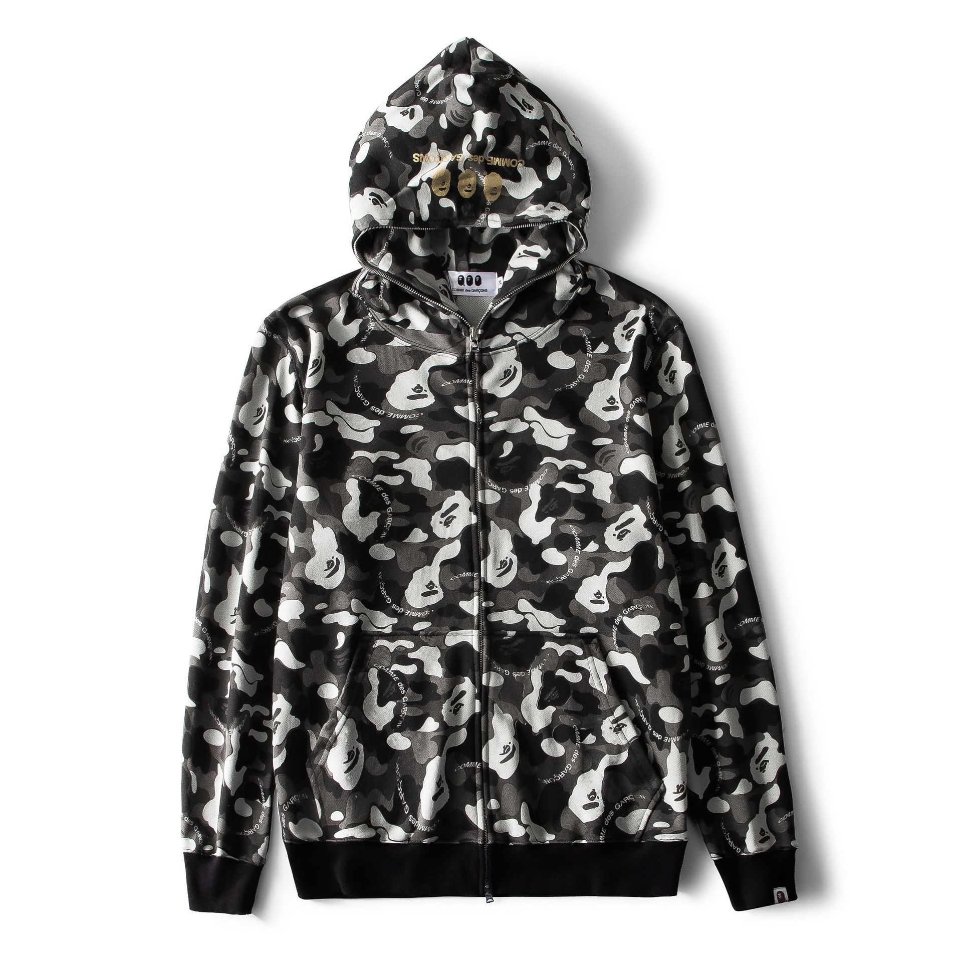 BAPE Hoodie Casual Printed Terry Hooded-Black