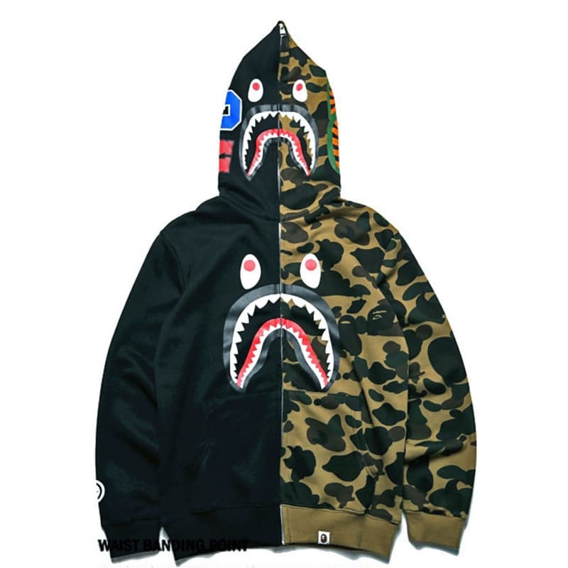 BAPE Color Camo Tiger Shark Double Hoodie