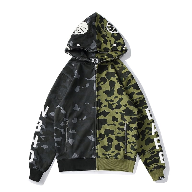 BAPE Double Hood Camo Hoodie-Green