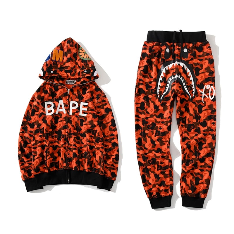 BAPE Hoodie XO Camouflage Tracksuit-Orange Camo