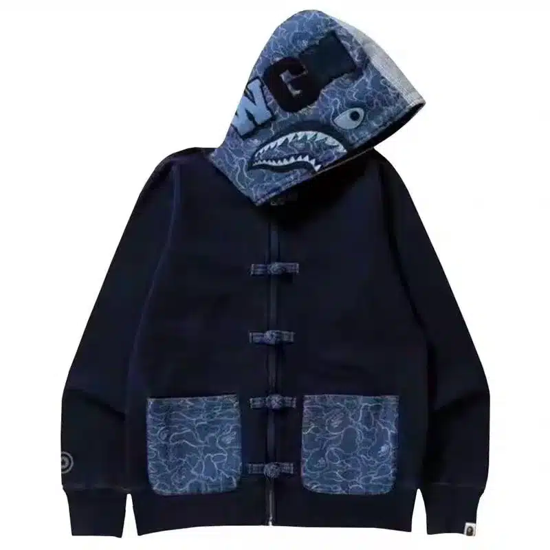 BAPE Shark Brushed Hoodie-Navy