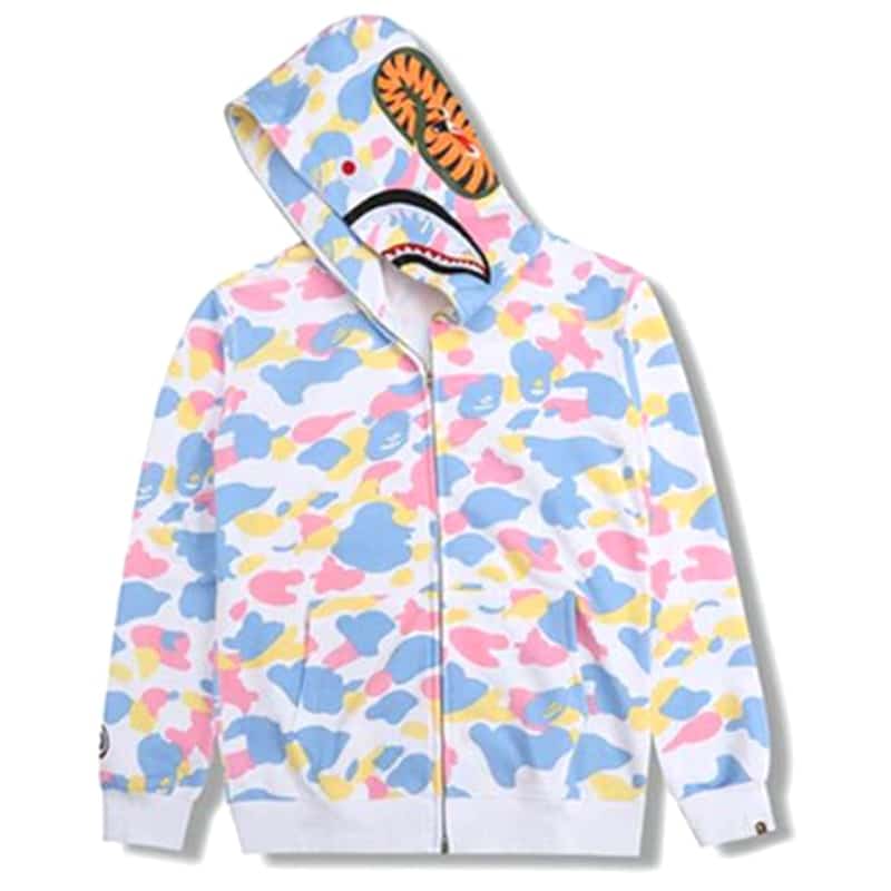 BAPE White Camouflage Casual Hoodie