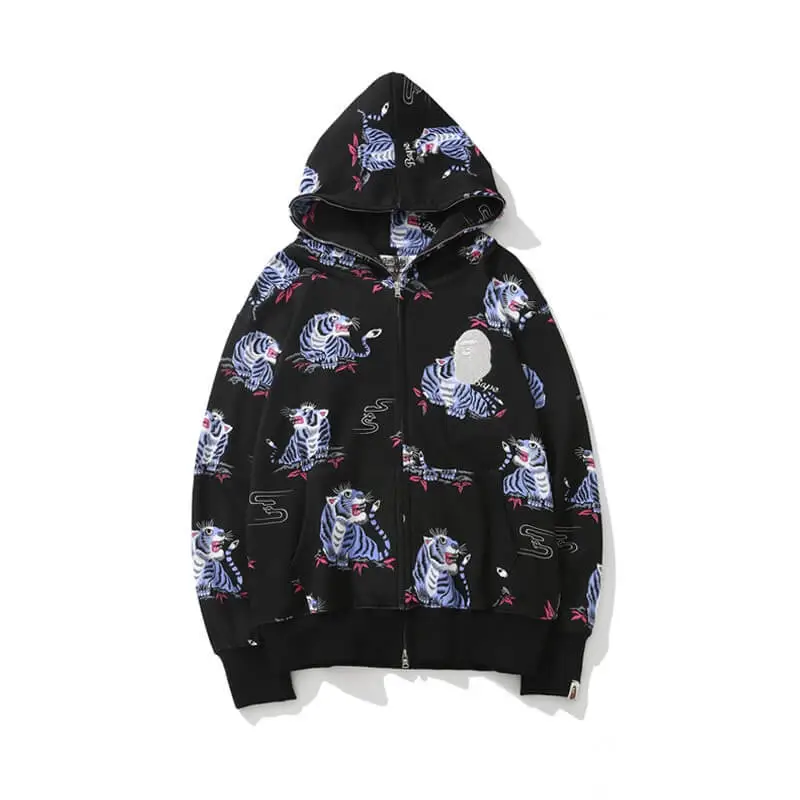 BAPE and Tiger Head Pattern Hoodie-Print